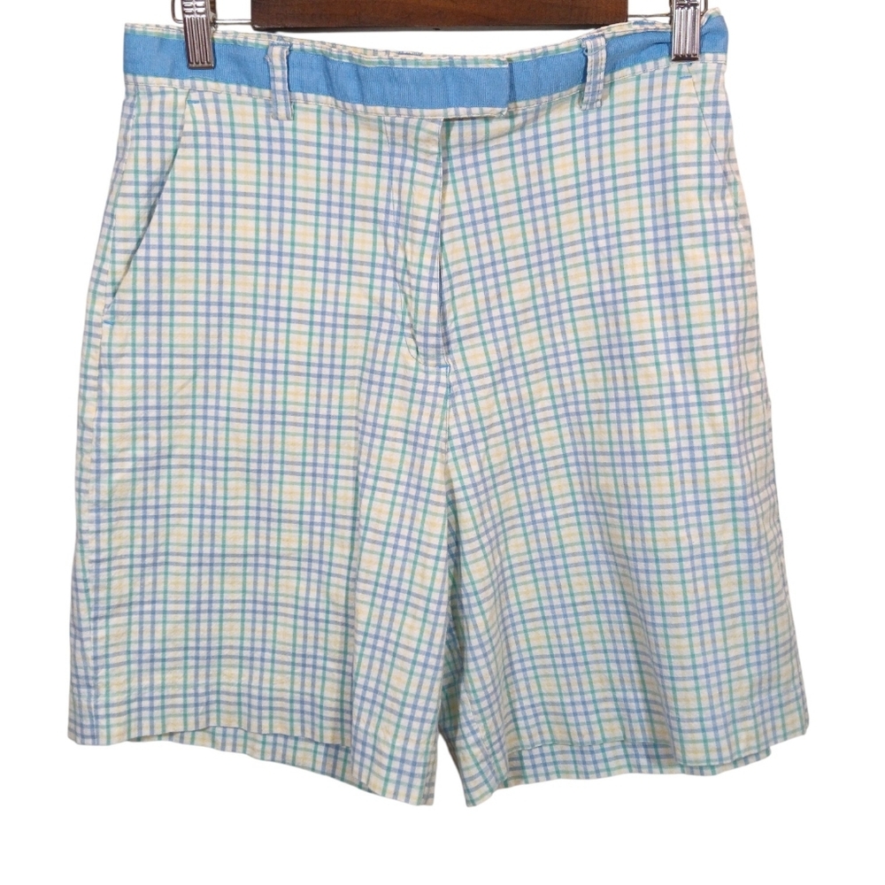 Mountain Lake Plaid Bermuda Shorts Size 12 Pastel Coastal Preppy